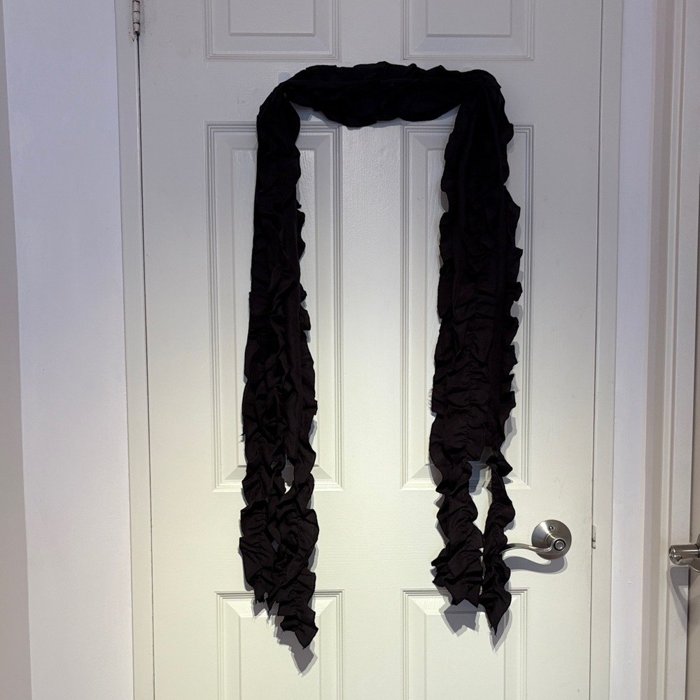 Elegant Black Ruffled Scarf